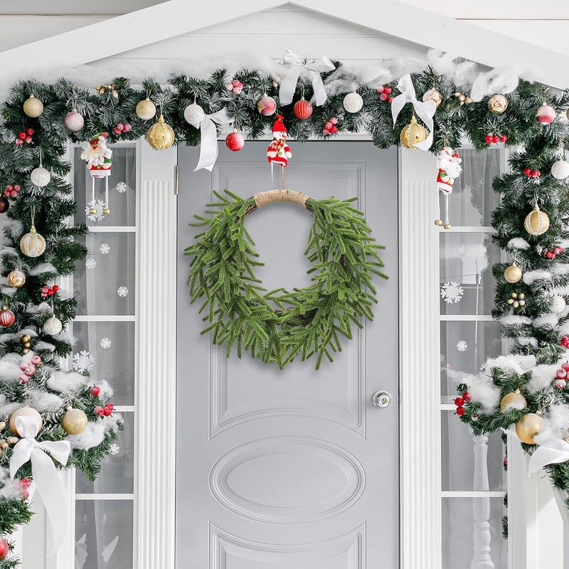 Dingion Norfolk Pine Christmas Wreath for Front Door 11.8 in Christmas Kitchen Cabinet Norfolk Pine Wreath Mini Artificial Farmhouse Rustic Xmas Decor for Window Fireplace Wall Decor - Image 5
