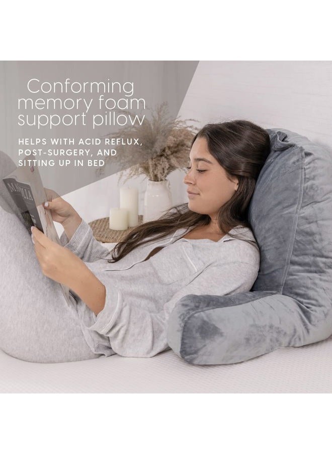 milliard Reading Pillow with Shredded Memory Foam, Large Adult Backrest with Arms, Support for Sitting in Bed, Includes Washable Cover (Sit up Pillow) - Image 4