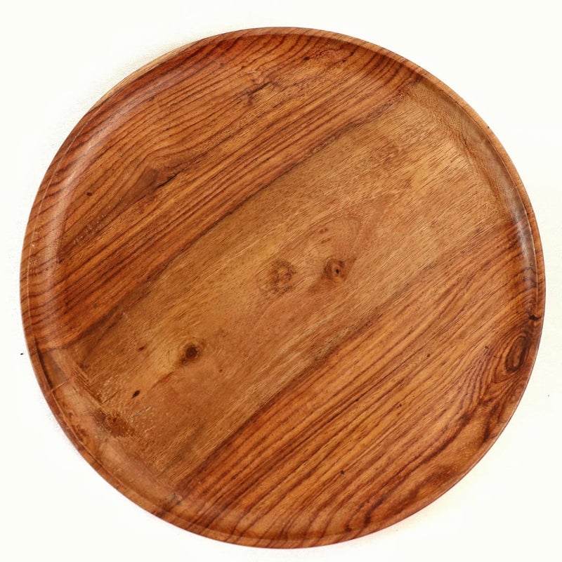 Kitchen 101 Wooden Round Tray | 10 Inch | Teak | Tray for Decor | Plate | for Decoration - Serving | Gift Hamper | Kitchen Organizer | Home Décor | Charcuterie Board - Image 3
