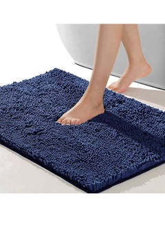 TYCOM Tycom Bathroom Rugs Bath Mat Non Slip Fluffy Soft Plush Microfiber Shower Carpet Rug Washable Non-Slip Carpet Mat for Bathroom Floor 50 By 80 CM Long Dark Blue.  - Image 1