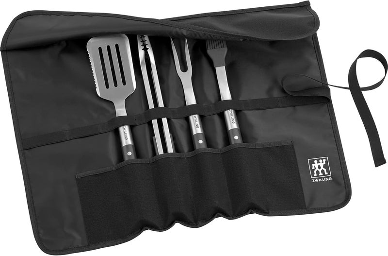 ZWILLING BBQ 5pc Grill Tool Set Grill Spatula Grill Tongs Grill Fork Basting Brush Chefs Wrap Made From Durable and CorrosionResistant Stainless Steel Travel Friendly EasytoClean - Image 1