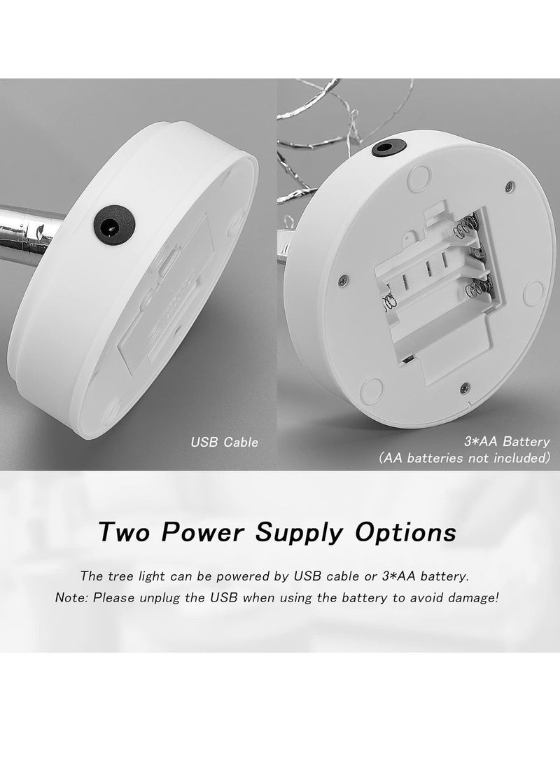 إنك بيرد إنكبورد سبيريت فيري لايت - شجرة إضاءة LED زخرفية للطاولة مزينة مسبقًا تعمل بالبطارية أو عبر USB لزينة احتفالات الأعياد والديكور الداخلي (ضوء شجرة بونساي أبيض دافئ)  - Image 5
