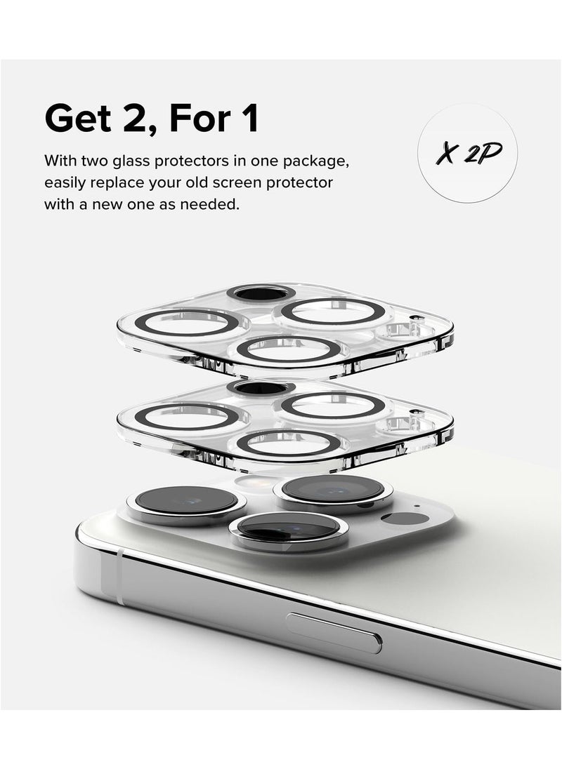 Raxoom Camera Protector Glass [2 Pack] Compatible with iPhone 15 Pro Transparent HD Clear Full Adhesive Hard Tempered Glass Camera Lens Protector - Image 3