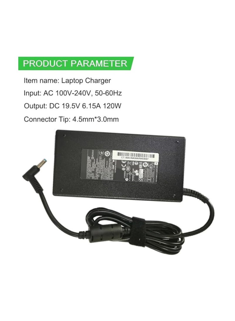 Terabyte 19.5V 6.15A 120W 4.5x3.0mm Replacement Power Adapter Charger for HP i7-4700MQ HSTNN-CA25 HSTNN-DA25 HSTNN-LA25 PA-1121-62HA 738211-002 Power Charger - Image 1