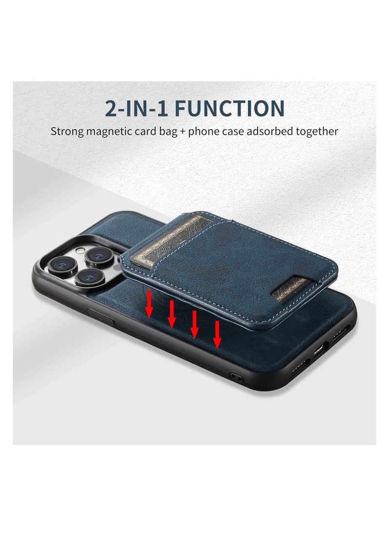 For iPhone 16 Pro Max Leather Card Holder Phone Case, Magnetic Stand, Wireless Charging Leather Cover 2 in 1 Detachable Card Case Phone Case Compatible for iPhone16 Pro Max (Brown-H15)