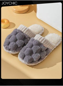 Men Autumn and Winter Home Flat Slippers Cotton Warm Windproof Breathable Anti-slip Bedroom Grey