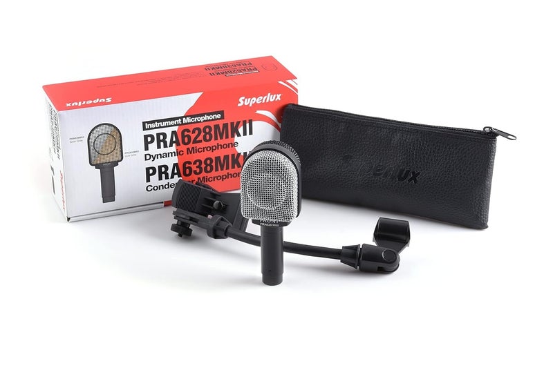 Superlux PRA628MKII Professional Dynamic Instrument Microphone, Wired Super-Cardioid Mic for Guitar/Bass Amps & Live Sound. Recording for Studio and Live Performance, Road-Ready with Clamp & Bag - Image 2