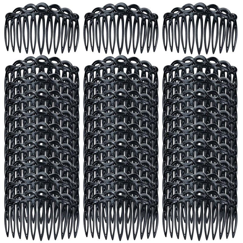 Cinaci Cinaci 30 Pieces Black Water Wave French Twist Plastic Hair Side Combs Slides with 11 Teeth Wedding Brides Veil Combs Hair Accessories for Women Girls 