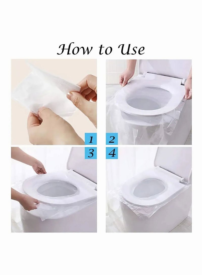 طقم غطاء مقعد المرحاض للاستخدام لمرة واحدة مكون من 50 قطعة شفاف - Image 5