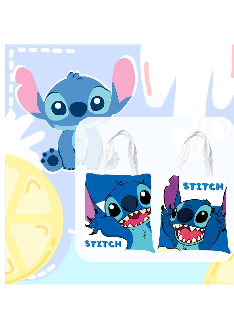 STITCH Cartoon Stitch double-sided printed pattern canvas bags, tote bags, shopping bags, reusable eco-friendly bags  - Image 1