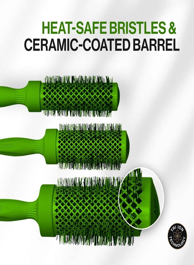 COCCO Aura Brush Set, Ceramic Paddle & Round Hairbrushes for Women, Blow-Drying & Frizz Control, Tourmaline Bristles, Ergonomic Grip, Full Styling Set, Green - Image 5