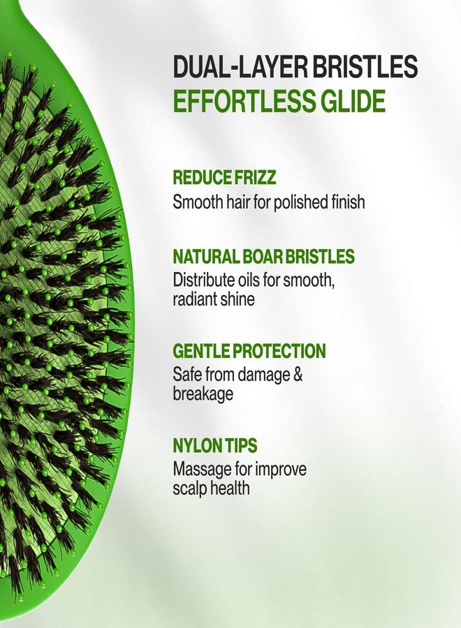 COCCO Aura Brush Set, Ceramic Paddle & Round Hairbrushes for Women, Blow-Drying & Frizz Control, Tourmaline Bristles, Ergonomic Grip, Full Styling Set, Green - Image 3