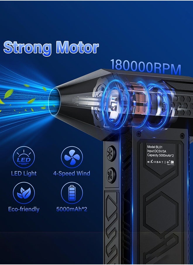 Arabest New Compressed Air Blower,2025 New Model Mini Blower Electric Dust Collector with Flashlight for Outdoor Camping, 180000RPM with Level 4 Wind Speed for CarNew Compressed Air Blower,2025 New Model Mini Blower Electric Dust Collector with Flashlight for Outdoor Camping, 180000RPM with Level 4 Wind Speed for Car  - Image 3