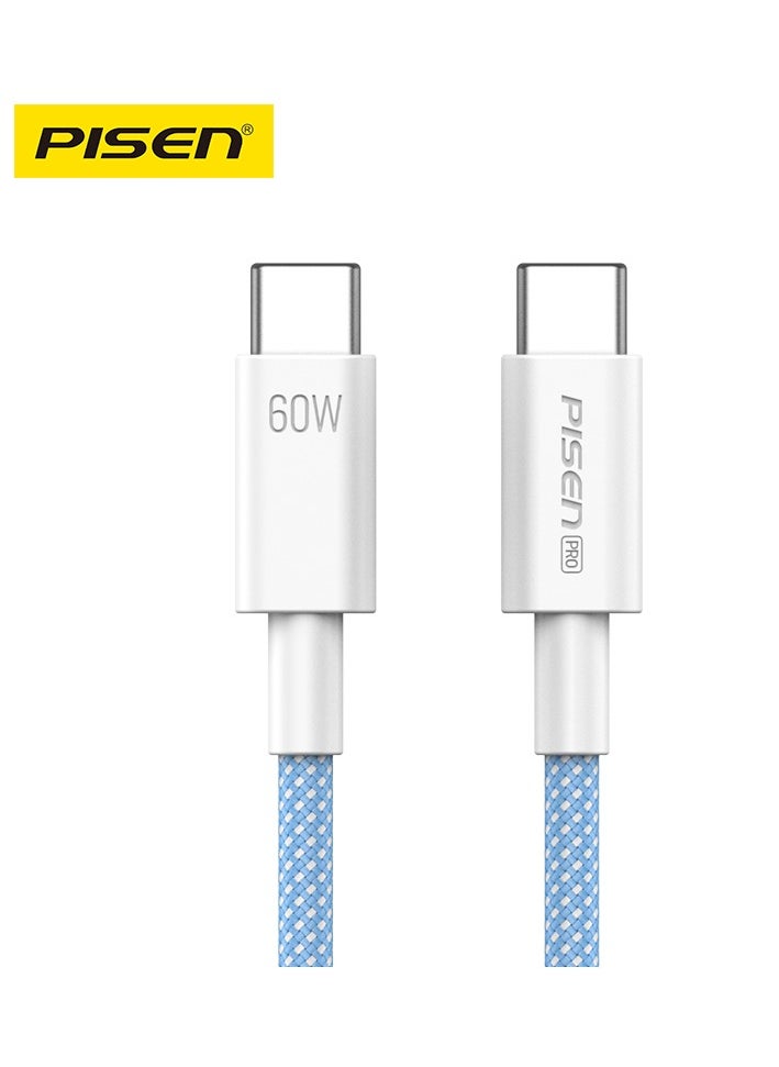 Pisen - USB C Cable 60W PD Type C to Type C Charger Cable Fast Charging, Braided Power Cord Data Cable USB-C for iPad Air MacBook Pro iPhone 16/15 Series Samsung Galaxy S23 S22 A9 1M - Image 1