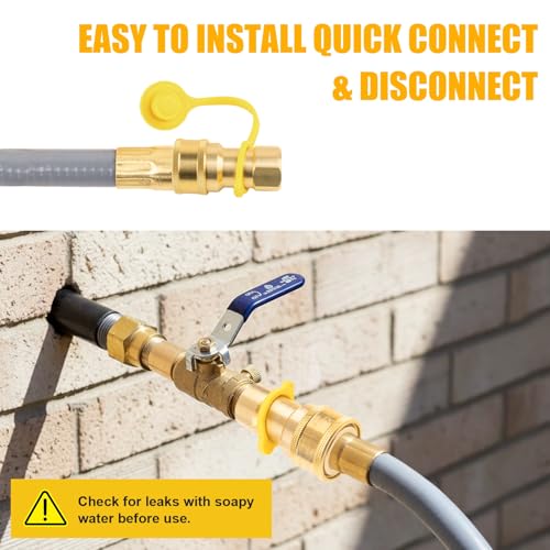 YINGKESI 15 Feet 1/2" ID Natural Gas Grill Hose, Gas Line Hose Low Pressure with Male Quick Connect Fittings and 3/4"-16UNF Female Flare, Natural Gas Conversion Kit for Grill, Generator, Oven, Heater(NOT3/8") - Image 5