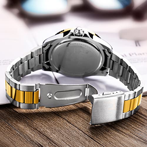 LONGBO Master Green and Gold Color Dial Royale Analog Stainless Steel Watch for Men - Image 4