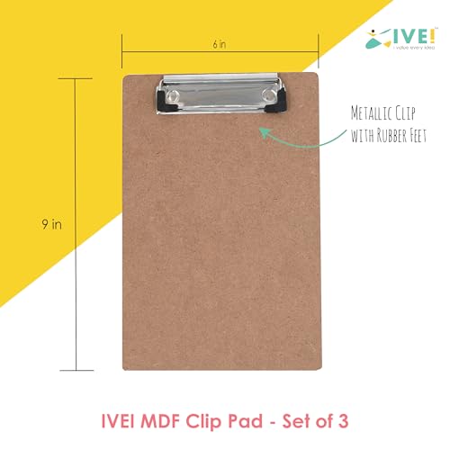 IVEI A5 Small Clip Pad Writing Boards Set of 3, Mini Memo Board, Drawing Pad & Note-Taking Board - Small MDF Notation Support Pad - Image 4