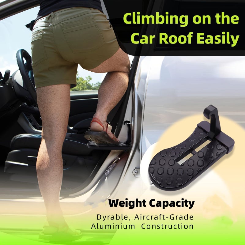 Black Car Door Pedal with Glass Breaker Safety Hammer And Roof Rack - Image 3