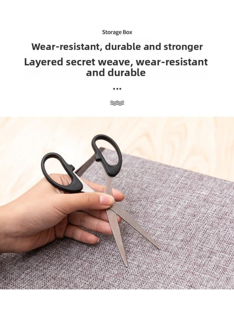 HOMESTAR Double-Lid Linen Fabric Storage Box - Foldable Clothes Organizer for Wardrobe, Dustproof Container for Underwear & Garments - Image 2