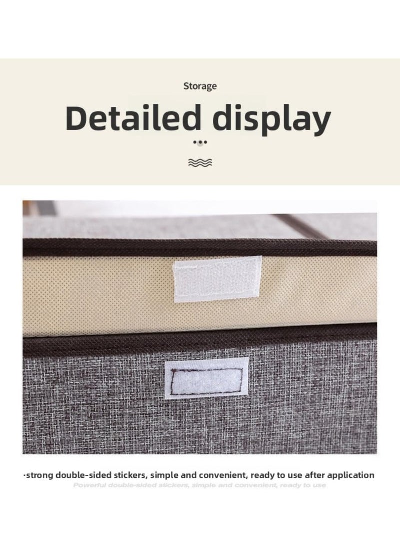 HOMESTAR Double-Lid Linen Fabric Storage Box - Foldable Clothes Organizer for Wardrobe, Dustproof Container for Underwear & Garments - Image 4