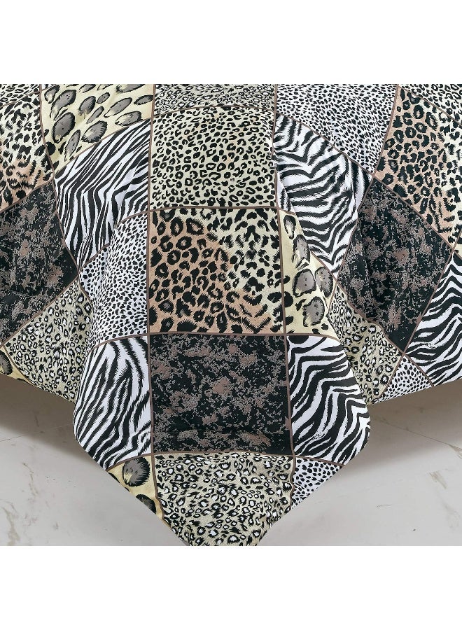 WPM WORLD PRODUCTS MART 3 Piece Animal Print Comforter with Pillow Sham, Black White Gray Leopard Zebra Giraffe Jungle Forest Theme Design Queen Size Bedding- Safari - Image 5