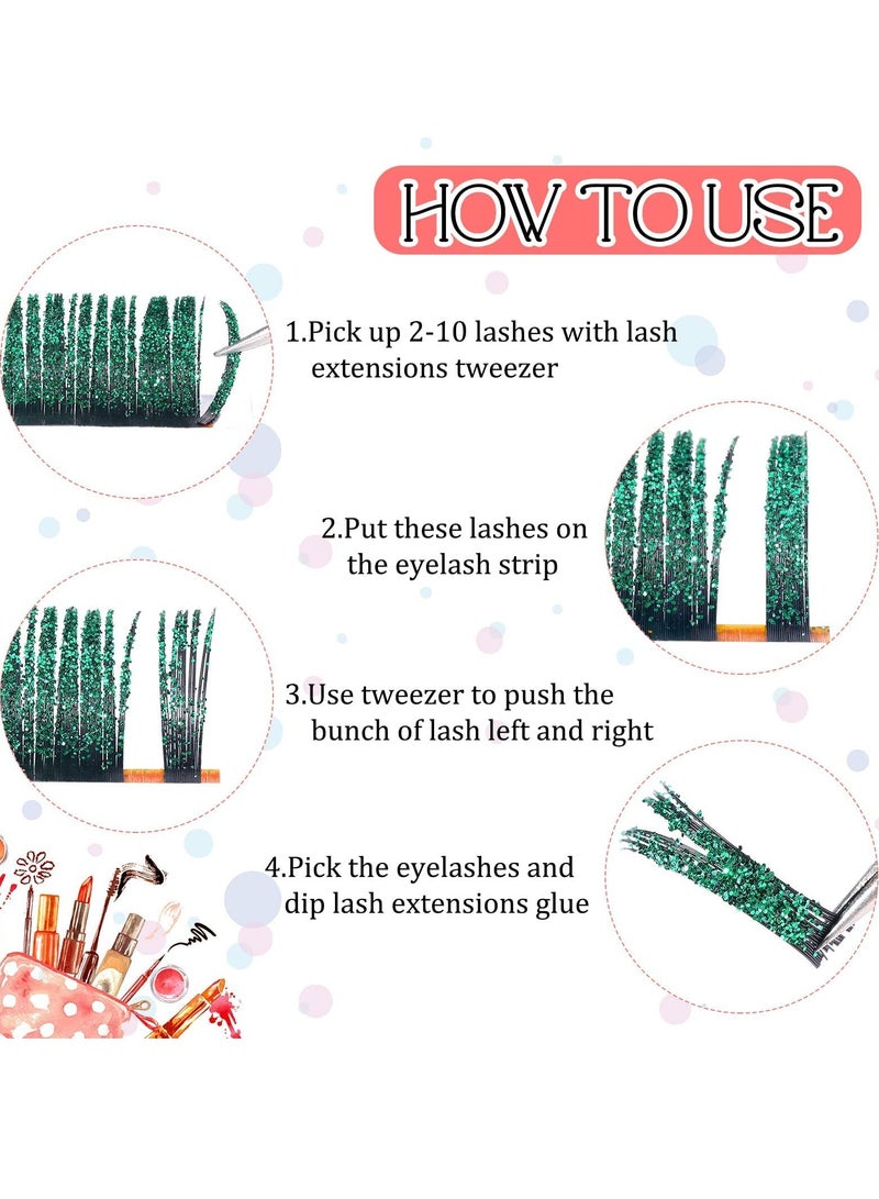 Colored Glitter Lash Extensions Colored Lash Eyelashes Party Makeup Eyelashes (Multicolored,15 mm) - Image 3