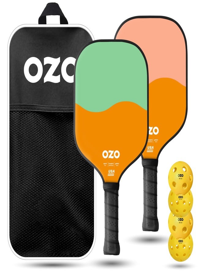 OZO Pickleball - Set of 2 Paddles + 4 Balls - Spark Inceptra Gelato (Beginner Control) +Indoor & Outdoor Balls + Carrying Bag - Image 1