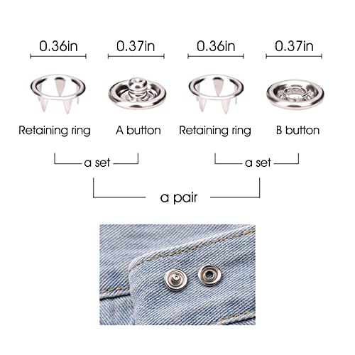 GTAAOY 100 Sets Metal Snaps Buttons with Fastener Pliers Press Tool Kit Perfect for DIY Crafts Clothes Hats and Sewing, Snap Button Fasteners Kit for Clothing Sewing (9.5mm / 400 PCS) - Image 4