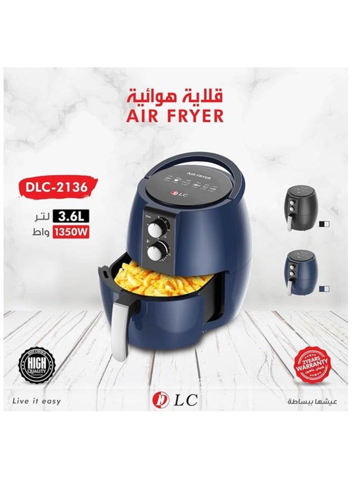 DLC Electric Air Fryer 1350 Watt 3.6 Litre,BLUE-2136  - Image 2
