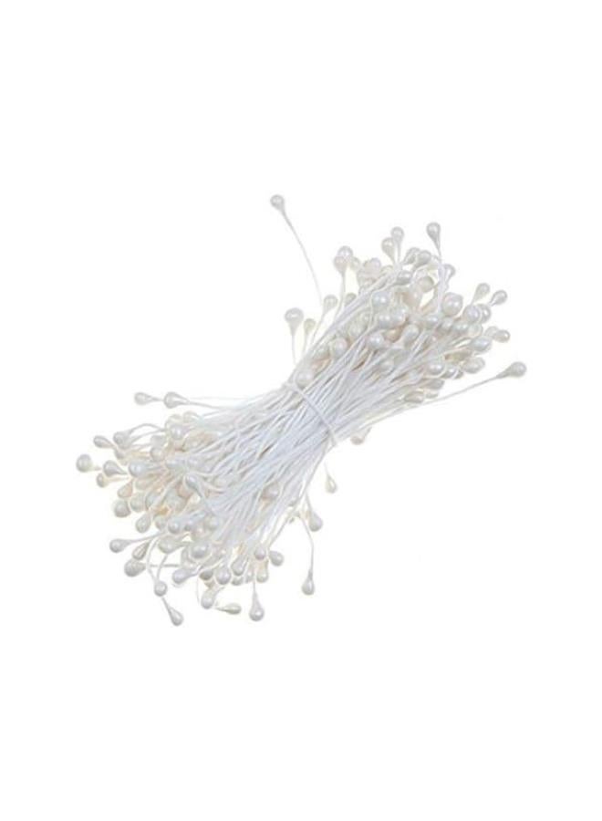 klarako 170pcs Pearl Flower Stamen White Double End Pearl Stamens for Flower Making