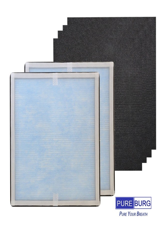 PUREBURG مجموعة فلاتر بديلة من PUREBURG متوافقة مع جهاز تنقية الهواء Purafide Air XP280، عبوة من قطعتين، فلاتر H13 True HEPA الكربون النشط المسبقة لتنقية الهواء من الغبار والمركبات العضوية المتطايرة والروائح. - Image 2