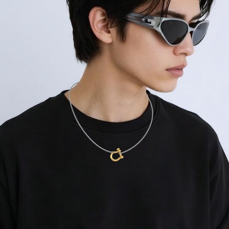 KURTCB Carabiner Necklace 14K Gold Plated Stainless Steel Statement Chunky Heavy Necklace for Women Men (Gold, 17.7inch) - Image 5