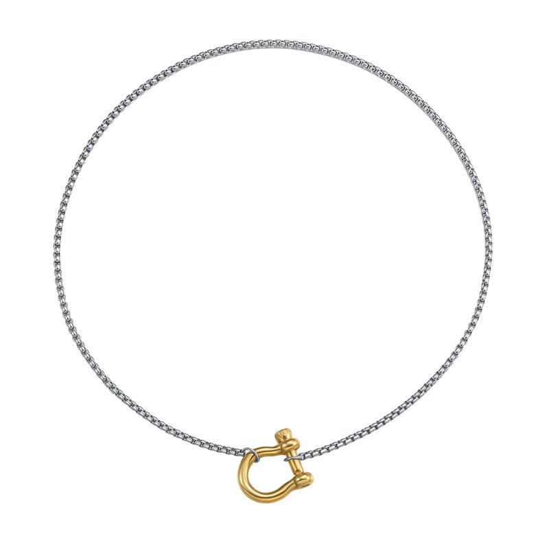KURTCB Carabiner Necklace 14K Gold Plated Stainless Steel Statement Chunky Heavy Necklace for Women Men (Gold, 17.7inch) - Image 1