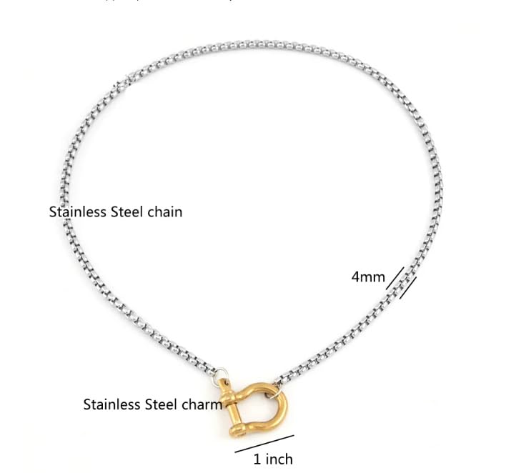 KURTCB Carabiner Necklace 14K Gold Plated Stainless Steel Statement Chunky Heavy Necklace for Women Men (Gold, 17.7inch) - Image 4