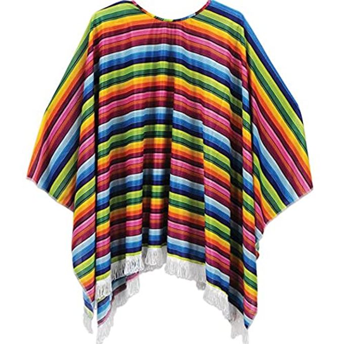 Iywish Men Women Mexican Serape Poncho Colorful Cinco De Mayo Mexican Fiesta Serape Poncho Fiesta Cosplay Party Supplies Halloween Costume Mexico Traditional Serapes Ponchoes For Adults - Image 1