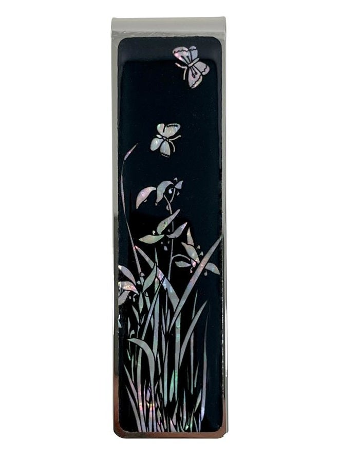 Nacreh Mother of Pearl Money Clip Wallet Credit Card Slim Bussiness Card Stainless Steel Holder Noble Gift Collection (Orchid) - Image 1