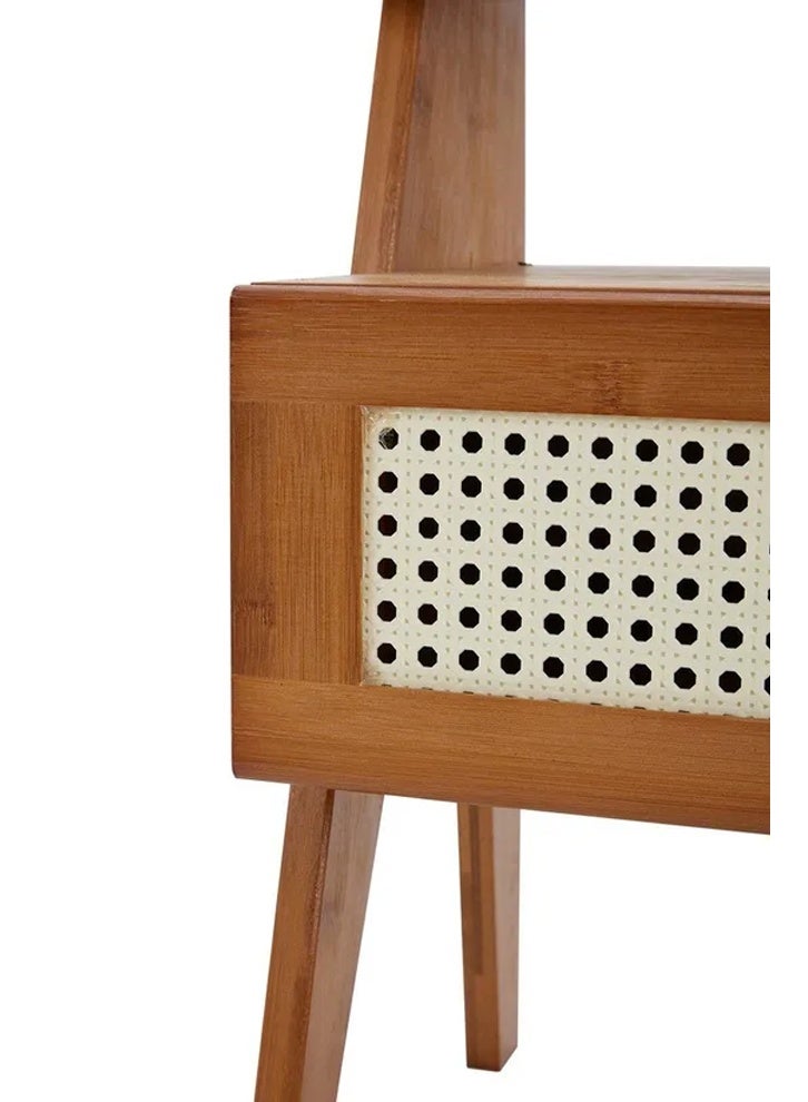 إن كي أكس طاولة سرير متينة وأنيقة مع درج ورف مفتوح باللون البني 50*31*43 سم - Image 4