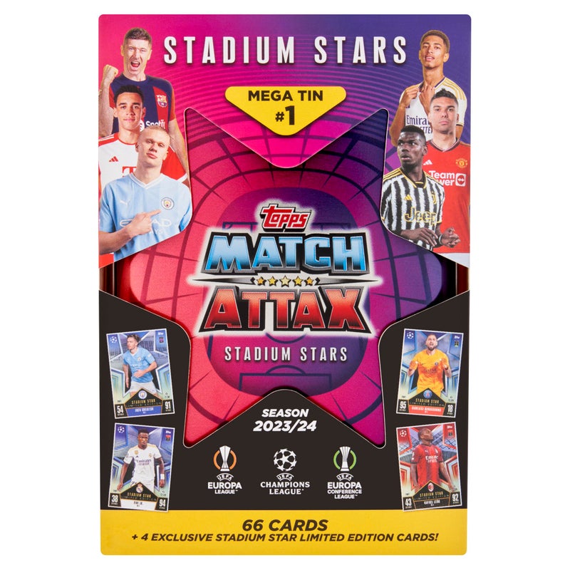 Match Attax توبس ماتش أتاكس 23/24 - علبة ميغا 1 - تحتوي على 66 بطاقة ماتش أتاكس بالإضافة إلى 4 بطاقات نجوم الملعب الحصرية المحدودة الإصدار