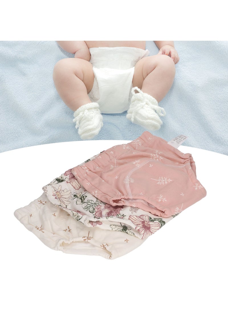 insular 3-Piece 6 Layer Breathable Cotton Training Pants Strong Absorbent Toddler Potty Training Underwear for Baby 9-14Kg Pink/White  - Image 2
