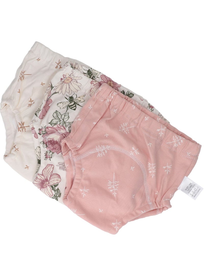 insular 3-Piece 6 Layer Breathable Cotton Training Pants Strong Absorbent Toddler Potty Training Underwear for Baby 9-14Kg Pink/White  - Image 1