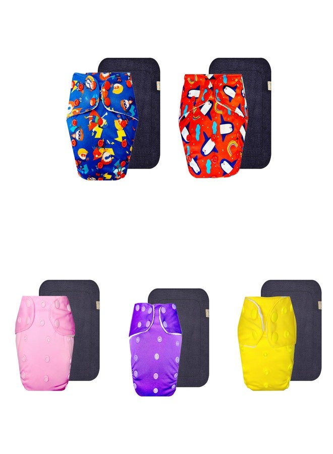 Dumbledo Premium Cloth Diaper with Black Insert (Pack of 5) | Soft & Gentle | 6-Layer Absorbent Pad | Quick Dry | Trusted by Moms | 3 Months - 3 Years | Unisex Baby - Image 1