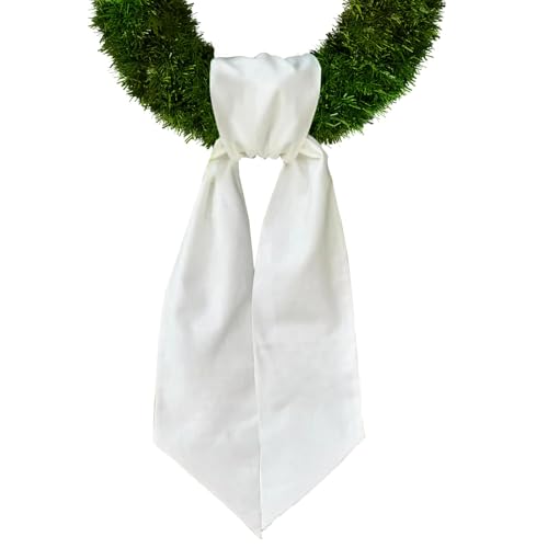 chmacura Christmas Wreath Sash for Front Door, White Burlap Sash Baby Shower Wreath Accessories for Home Birthday Thanksgiving Day Decorations - Image 1