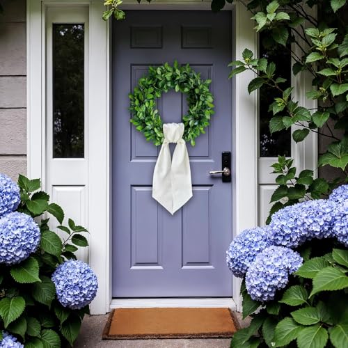 chmacura Christmas Wreath Sash for Front Door, White Burlap Sash Baby Shower Wreath Accessories for Home Birthday Thanksgiving Day Decorations - Image 3
