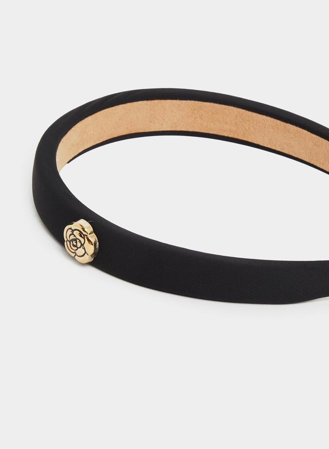 Styli Black Headband with Flower Detail - Image 3