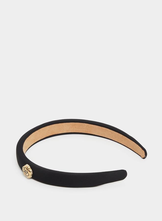 Styli Black Headband with Flower Detail - Image 1