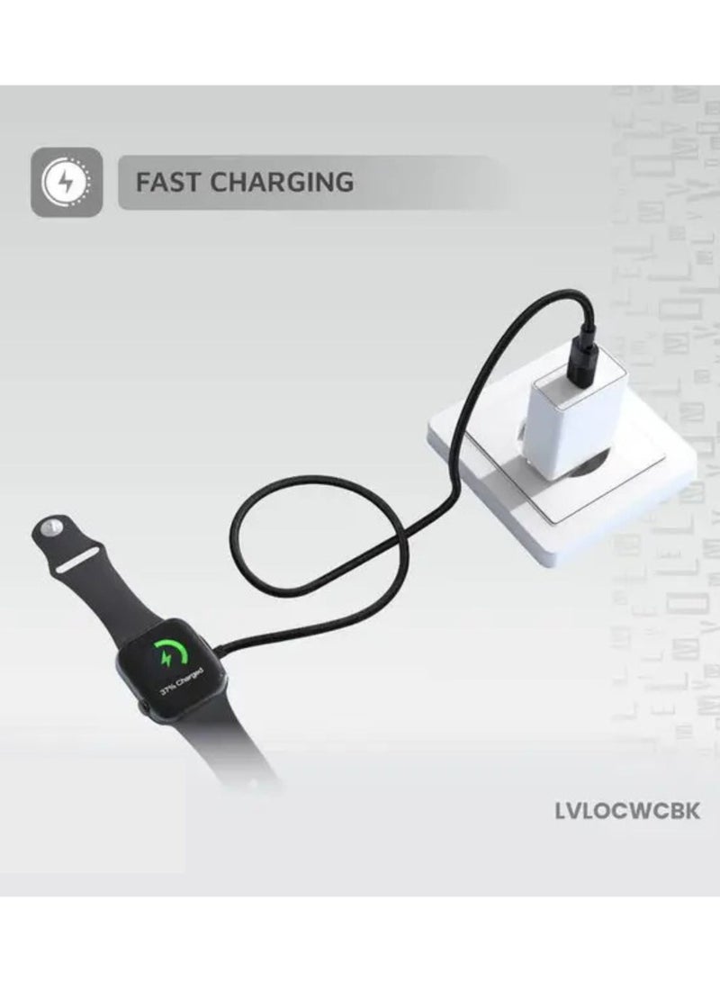 LEVELO Otto Type C Apple Watch Wireless Charger Cable, Fast Charging, Tangle Free, Aluminum Alloy + Plastic Shell Material, 1.2m Cable Length - Black - Image 4