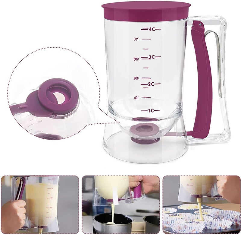 Toparad Pancake Cupcake Batter Dispenser, Bakeware Maker with Measuring Label, Perfect Baking Tool for Cupcakes, Waffles, Muffin Mix, Cake or Any Baked Goods - Image 5