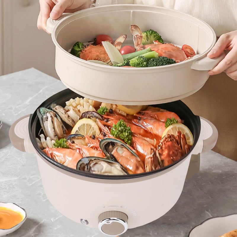 Multifunctional 3L Electric Hot Pot with Steamer Basket Non Stick Coating 110V US Plug - Image 4
