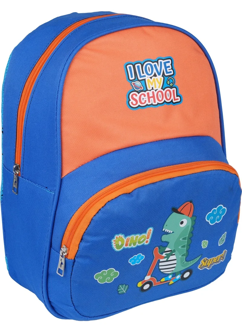 ريلاكسن 3031 Dinosaur Patterned Orange Blue Kindergarten Bag
