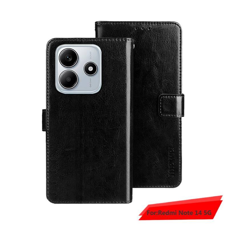 غطاء واقي بملمس جلد لـ Redmi Note 14 مع حامل بطاقات وحماية من السقوط مع مقاوم للصدمات مع حامل قائم مع مغناطيس قوي باللون بني مغناطيسي بوظيفة حامل باللون البني باللون الأحمر - Image 4